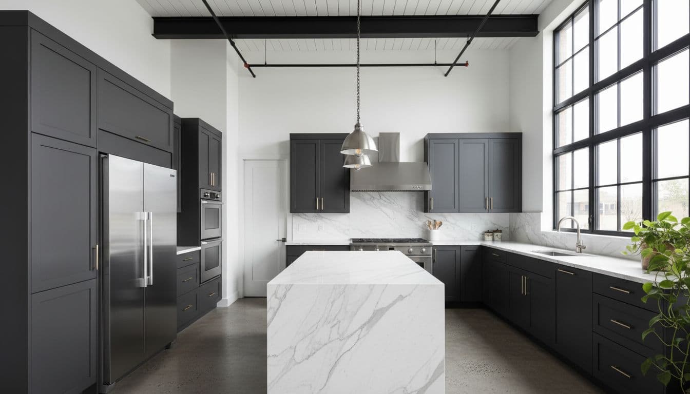 Industrial modern kitchen designed with AI interior design app