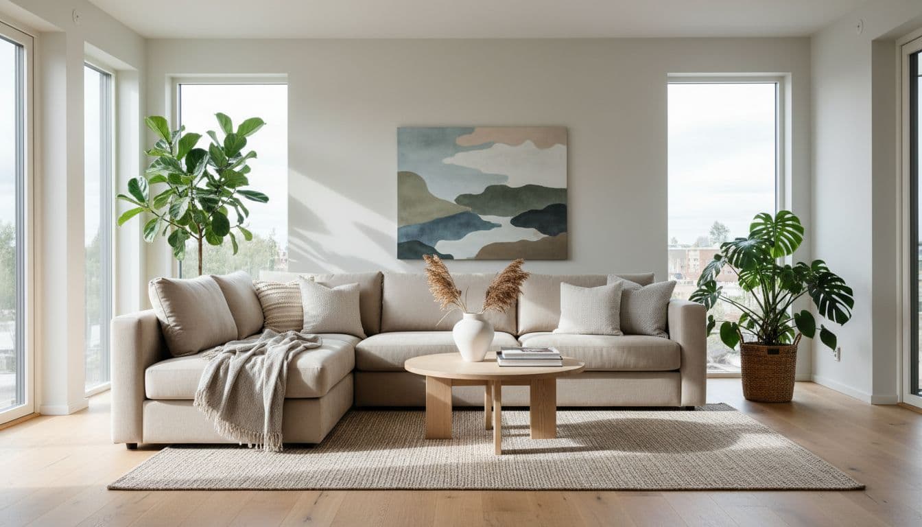 Modern Scandinavian living room style created with AI room design app